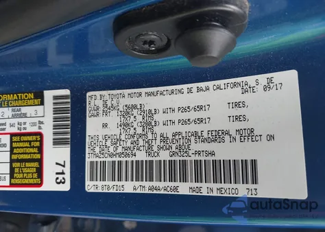 2017 Toyota Tacoma Trd Sport из США, поврежденный, VIN 3TMAZ5CN0HM050694